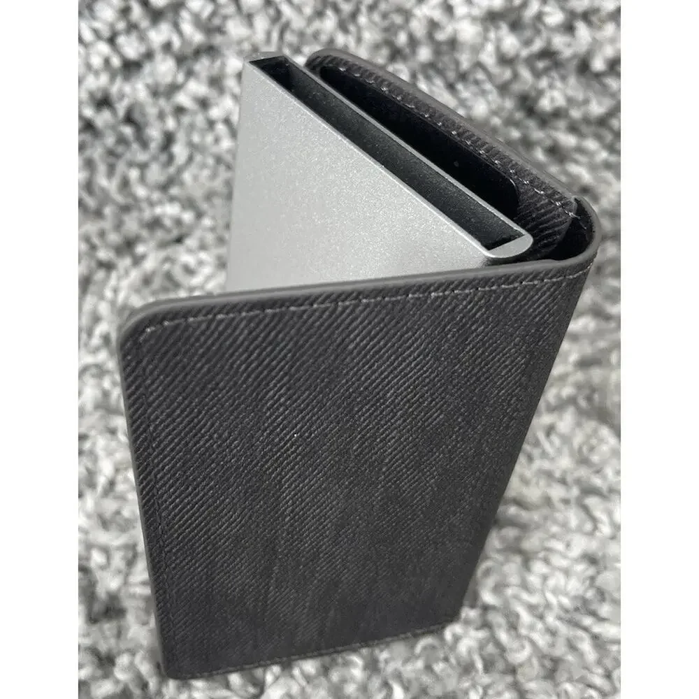 Dark Grey Trifold Leather Wallet Men’s Accessory
